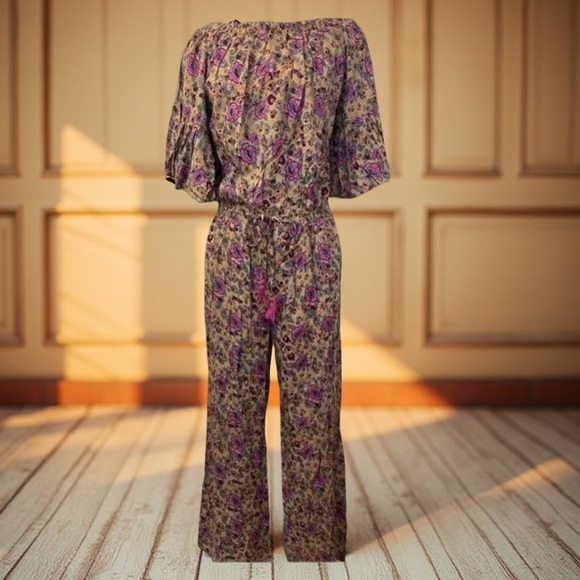 Anthropologie - Rags / Floral Boho Off Shoulder Bell Sleeve Jumpsuit NWT - Picture 5 of 15